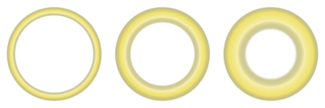 Yellow Torus Shapes Set with Varying Thickness for 3D Modeling and Abstract Graphic Design Projects