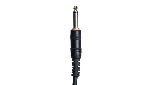 Isolated audio jack plug connected to a cable, used for professional sound and music gear.