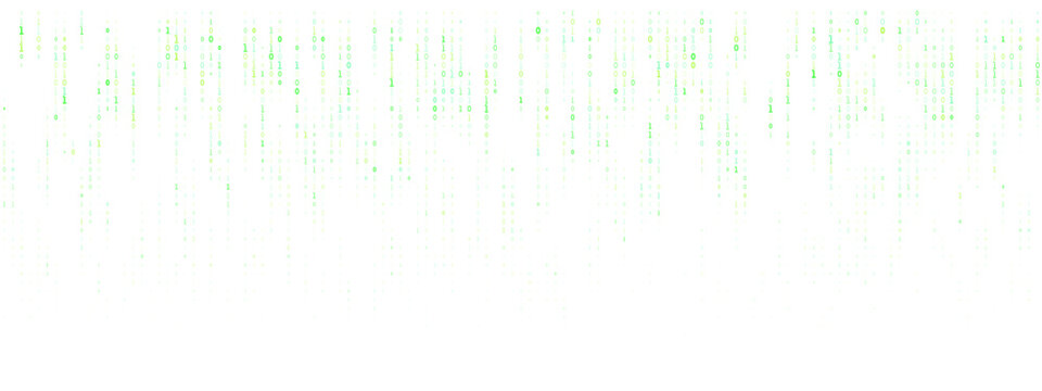Digital Matrix Rain Background with Falling Green Binary Code Symbols for Cyber Security and Technology Concepts
