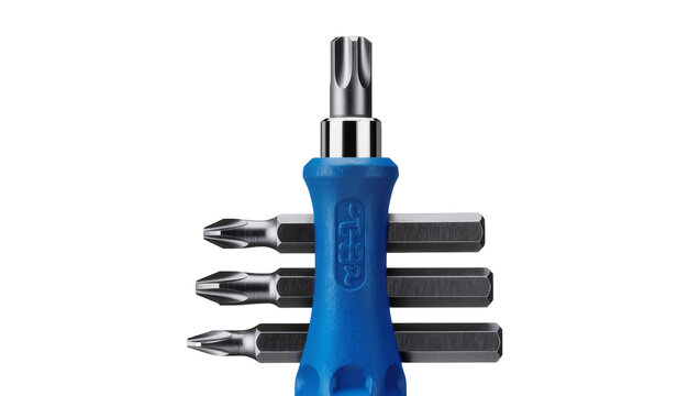 Isolated practical multi-bit screwdriver with several interchangeable tips for everyday repairs.