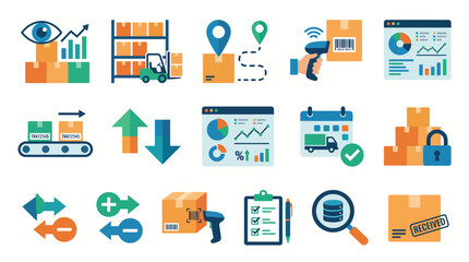 Fototapeta premium A comprehensive collection of logistics and delivery icons.