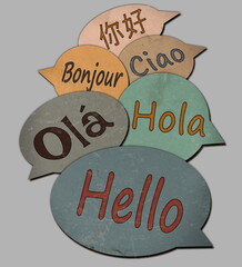 Hello World Multilingual Speech Bubbles © RonnySergio