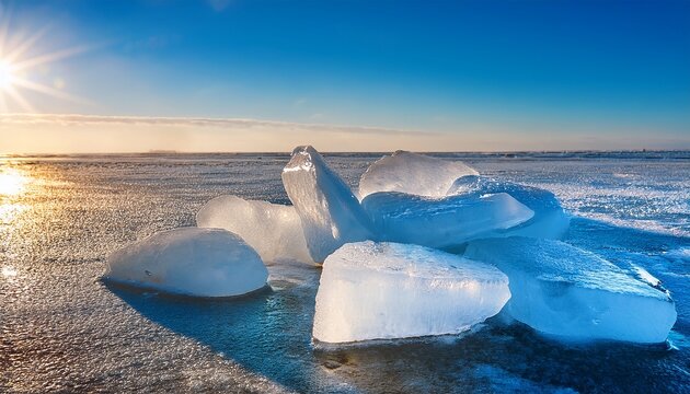 Broken Sharp Hummock Ice Floes In The Frozen Sea Chunks Of Drifting Ice Near The Coast Of Ijsselmeer In Almere During Cold Winter Weather In The Netherlands Icy Background Macro