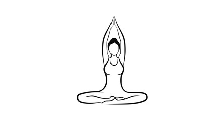 Fototapeta premium Woman meditating in yoga pose, lotus position, clean line art, wellness, peace