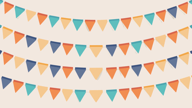 Triangular Pennant Banner Pattern With Pastel Colors And White Background