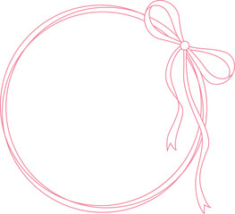 Fototapeta premium Bow Circle Frame Hand Drawn Line