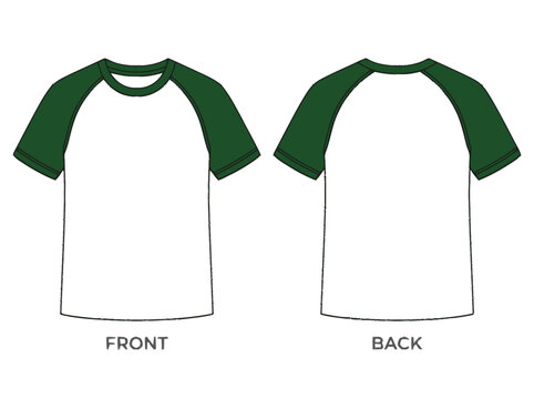 Flat vector illustration full front view of a plain white short-sleeve