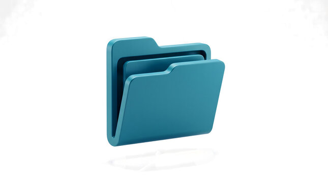 Professional 3D Folder Icon Isolated, Transparent PNG, Digital Archive and Document Storage Concept, Modern Office Organization Symbol for User Interface Design