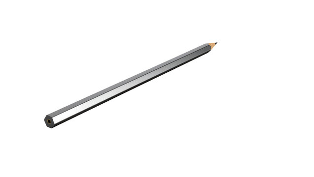 Isolated gray pencil, sharp lead, hexagonal shape, essential art and office tool