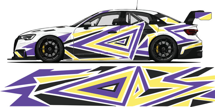 Purple Yellow and Black Racing Car.