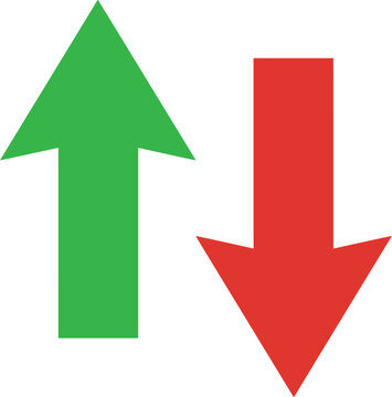 Green arrow pointing up and red arrow pointing down icons set