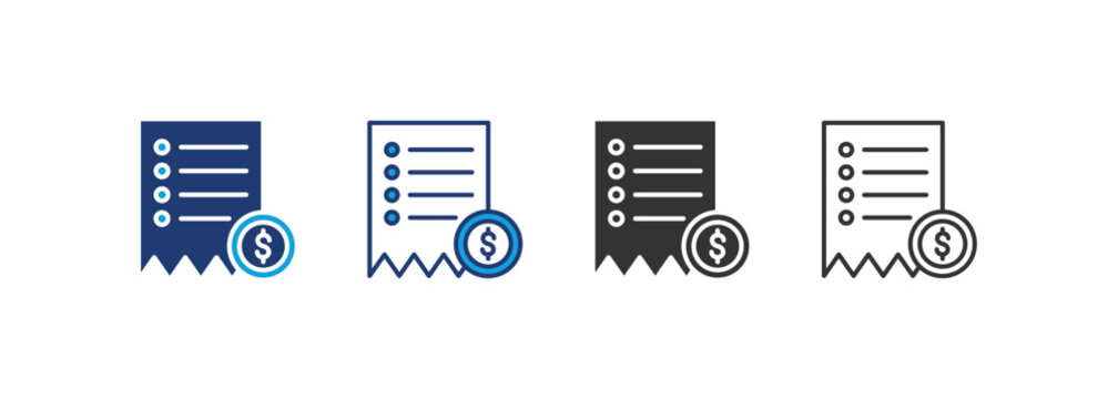 Bill Icon Set Multiple Style Collection