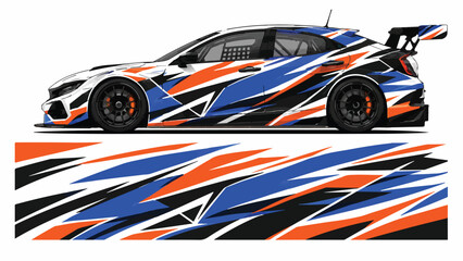 Fototapeta premium Racing Car with Colorful Abstract Design 3.
