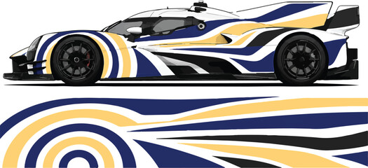 Naklejka premium Racing Car with Yellow Blue Design 1.