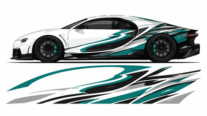 Fototapeta premium Teal and black sports car design.