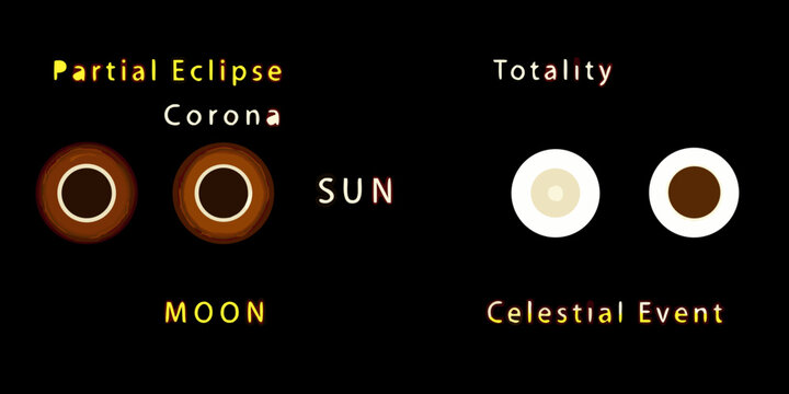 Solar Eclipse Phases Illustration With Sun And Moon Depiction