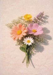 Fototapeta premium Vibrant flowers on textured background.