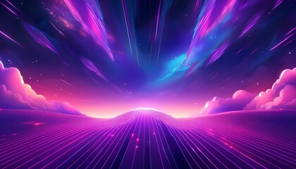 Violet Neon Glow Sky Background