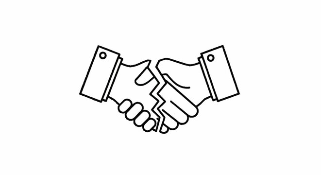 Broken Handshake Icon - Symbolizing Failed Agreement, Disagreement, or Conflict