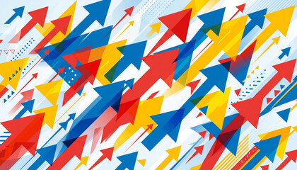 Fototapeta premium Dynamic arrows pointing upwards on white background symbolizing growth progress and market success.