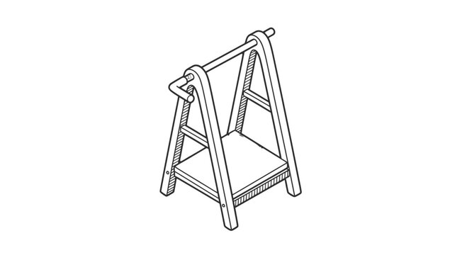 Simple Line Drawing of a Step Stool.