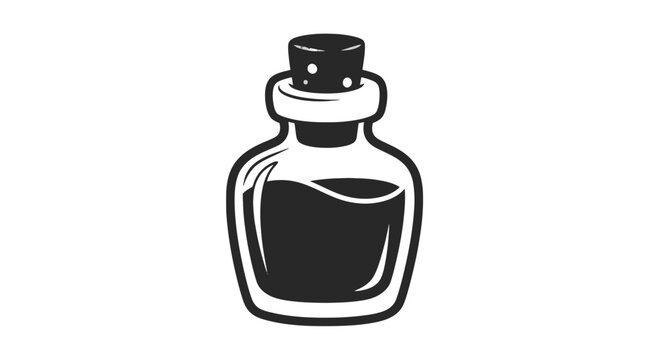 Ink Bottle with Liquid and Stopper.