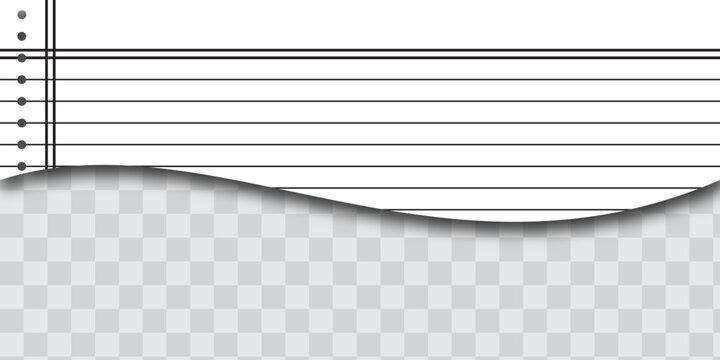 Torn notebook paper with spiral binding on checkered background