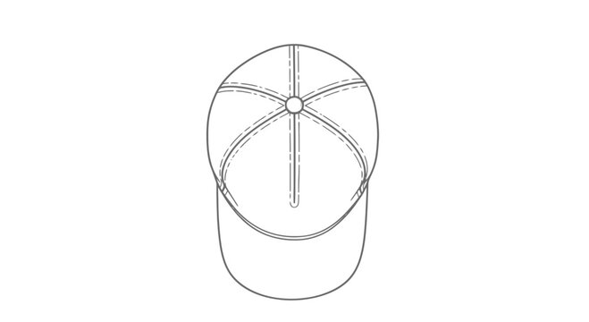 Simple Line Drawing of Baseball Cap.