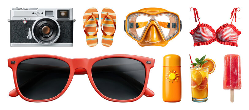 PNG Summer essentials vibrant collage on transparent background