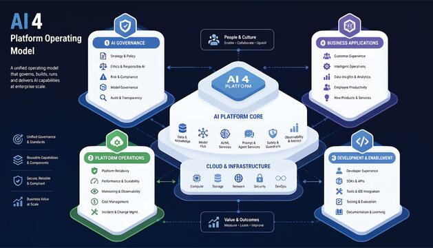 AI Platform Operating, Model Diagram, with Business Applications and Development