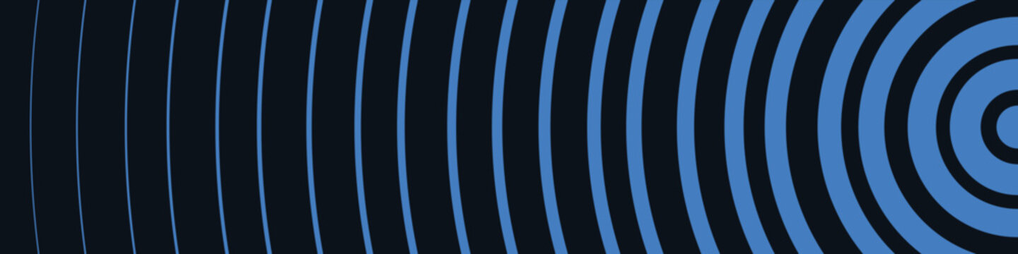 Dynamic blue curved stripes moving from parallel to radial wave for technology layouts