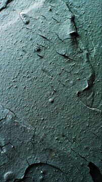 Peeling cracked texture slow rotation. Close-up of rough surface with thick cracked layers and peeling flakes. Smooth continuous rotation reveals evolving light reflections.