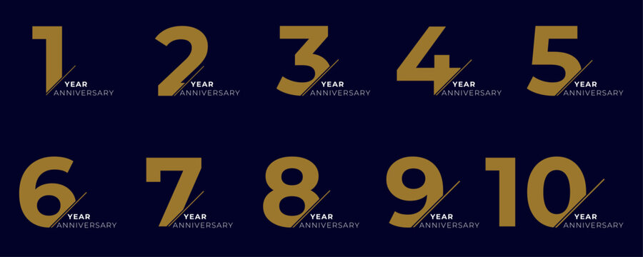 Anniversary Year Celebration Logo Set from 1st to 10th Year Corporate Milestone Vector Collection