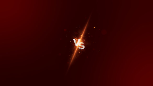 Versus battle background with glowing light effect, sparks explosion and VS text on red backdrop