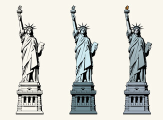Statue of Liberty Vector Drawing Isolated on White Background — Statue of Liberty Stencil Vector Illustration © Alex