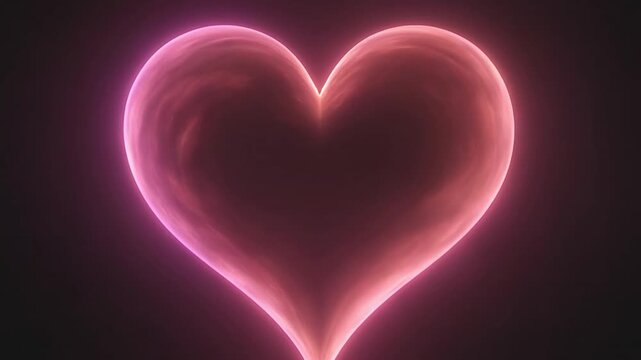 Glowing Pink Heart Pulsing on Black Background