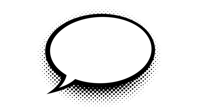 Empty Comic Book Speech Bubble with Halftone Dots.