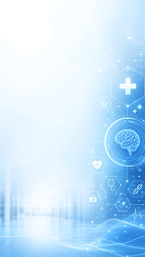 Blue background with medical illustration design