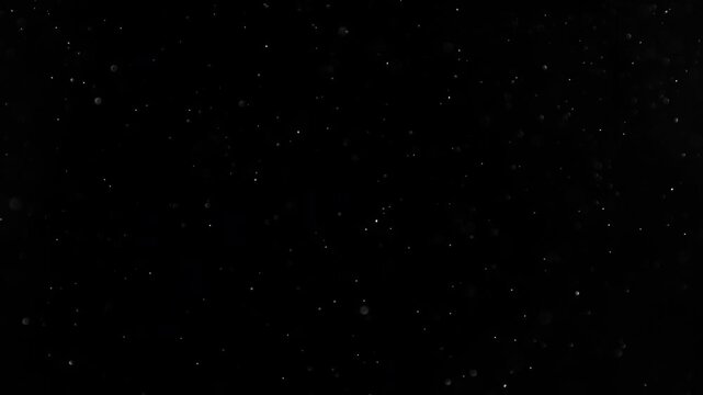Super Slow Motion Shot of Flying Small Particles , Isolated on Black Background , Filmed on High Speed Cinematic Camera at 1000 FPS