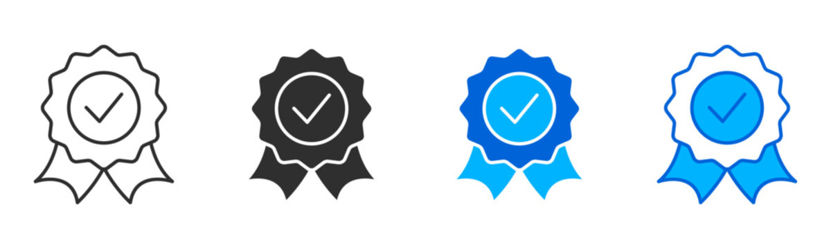 certified badge icon multiple style set editable vektor new concept