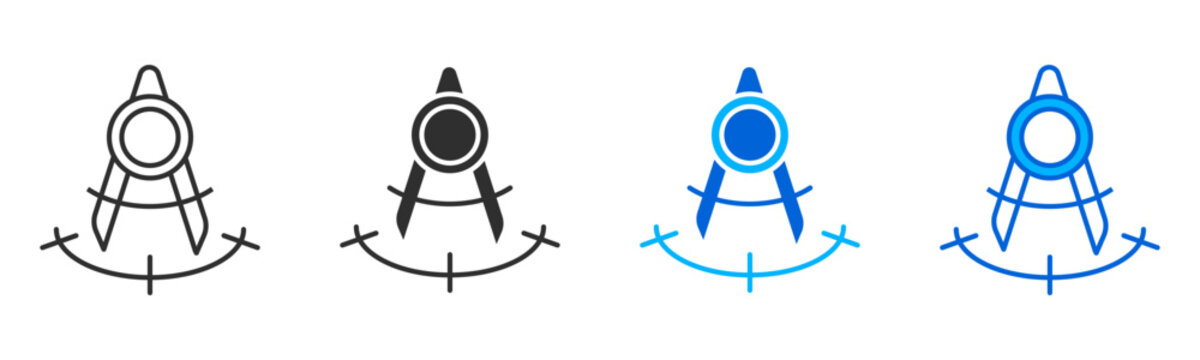 calibration math compass icon multiple style set editable vektor new concept