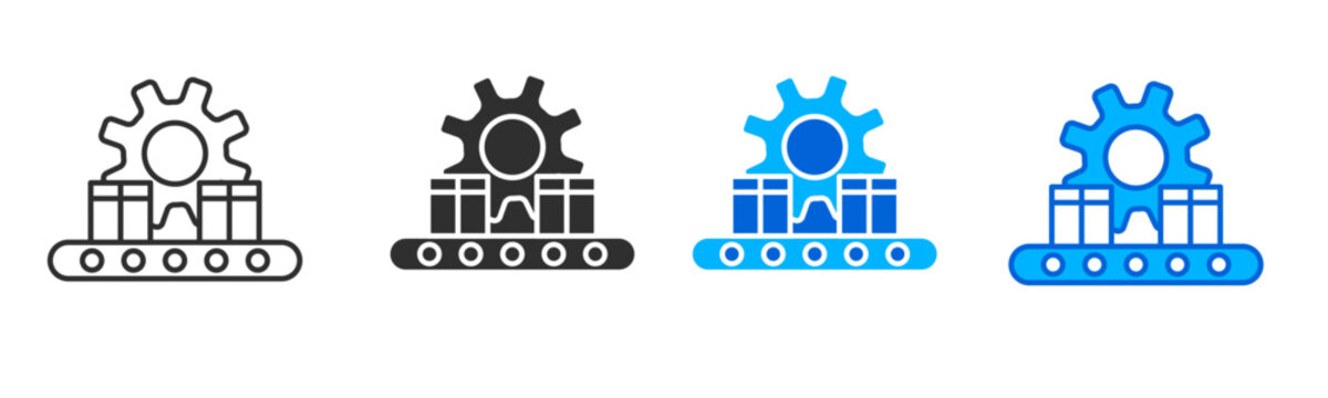production rell gear icon multiple style set editable vektor new concept
