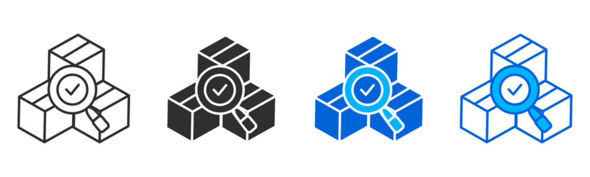 quality control box icon multiple style set editable vektor new concept