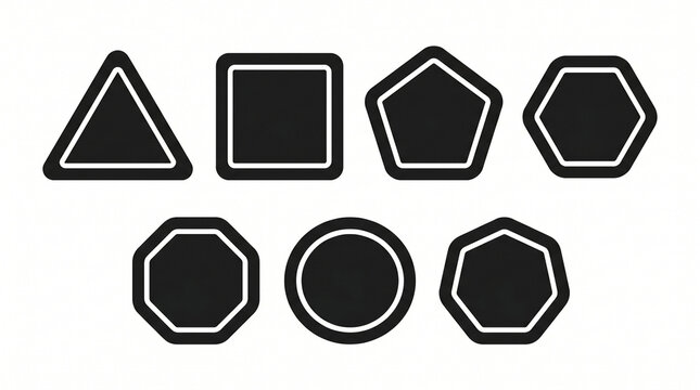 Formes g&eacute;om&eacute;triques de base noires avec bordure blanche