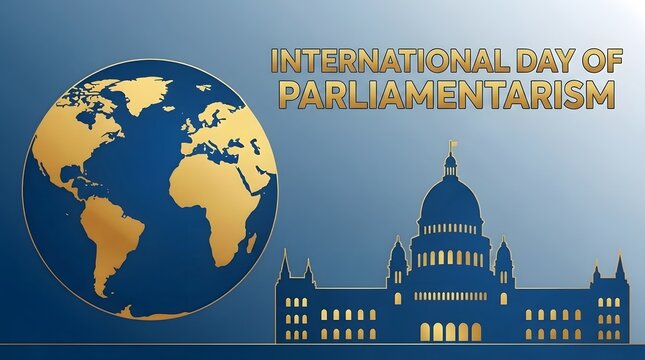International day of parliamentarism concept with globe and parliament building