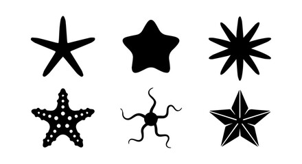 Obraz premium Starfish icon set, silhouette, white background, vector illustration