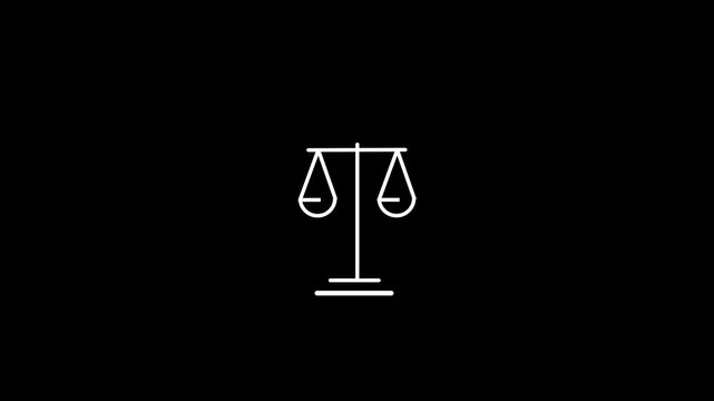 Balance scales icon with shadow motion abstract animation loop Line art icon of a balancing scale with one side lower than the other.