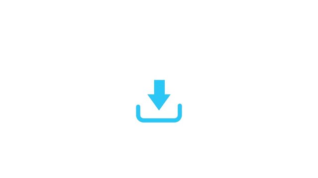 Clean red outline download arrow animation for file transfer, mobile app button, cloud saving and digital interface status