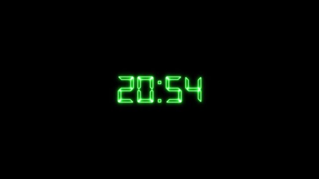 Neon countdown animation on black background.Countdown timer one minute animation.Timer one minute motion graphics.