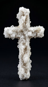 Croix en cristal blanc sur fond noir